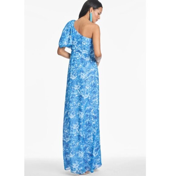 NWT Sachin & Babi Chelsea One Shoulder Gown Mediterranean Blooms Size10 - Picture 3 of 15